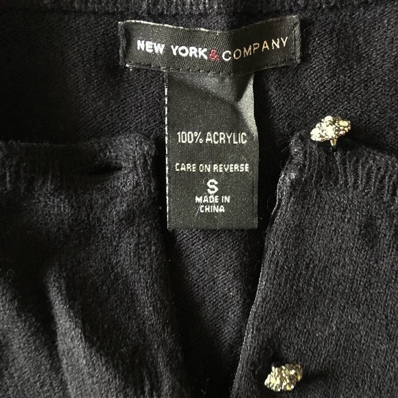 NEW York & Company Rhinestone Front Black Sweater Size S - Picture 8 of 8